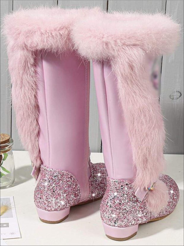 pink faux fur boots