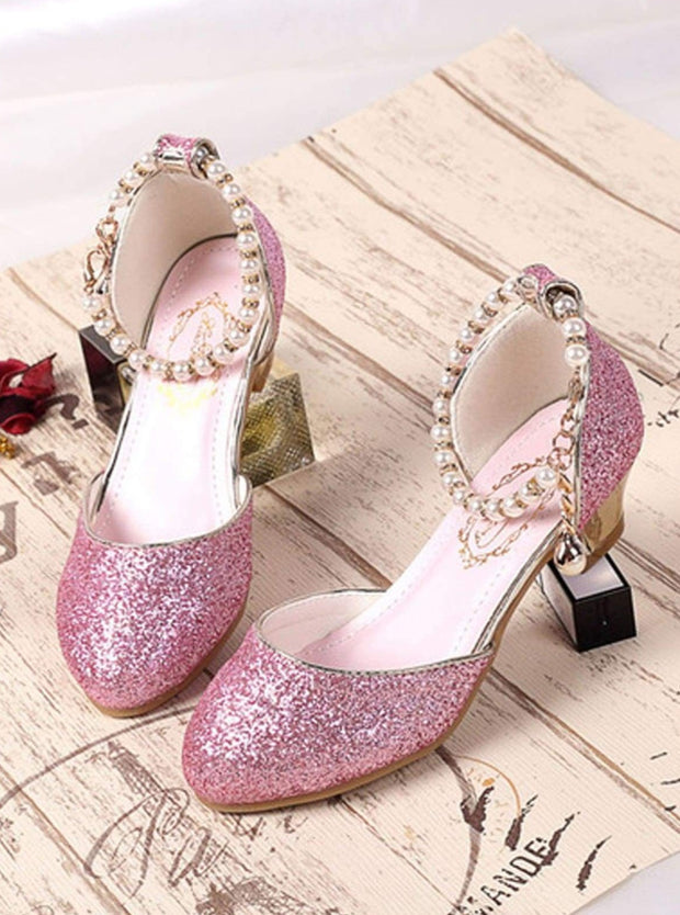 Girls Glittering Pearl Strap High Heel Dress Shoes By Liv And Mia Mia Belle Girls