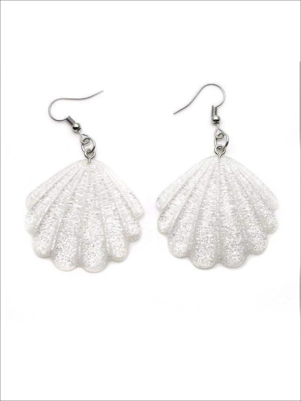 Girls Glittery Mermaid Seashell Earrings – Mia Belle Girls