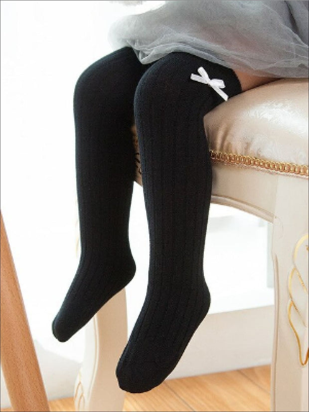 Girls Knee Ribbed Knee Socks with Bow – Mia Belle Girls