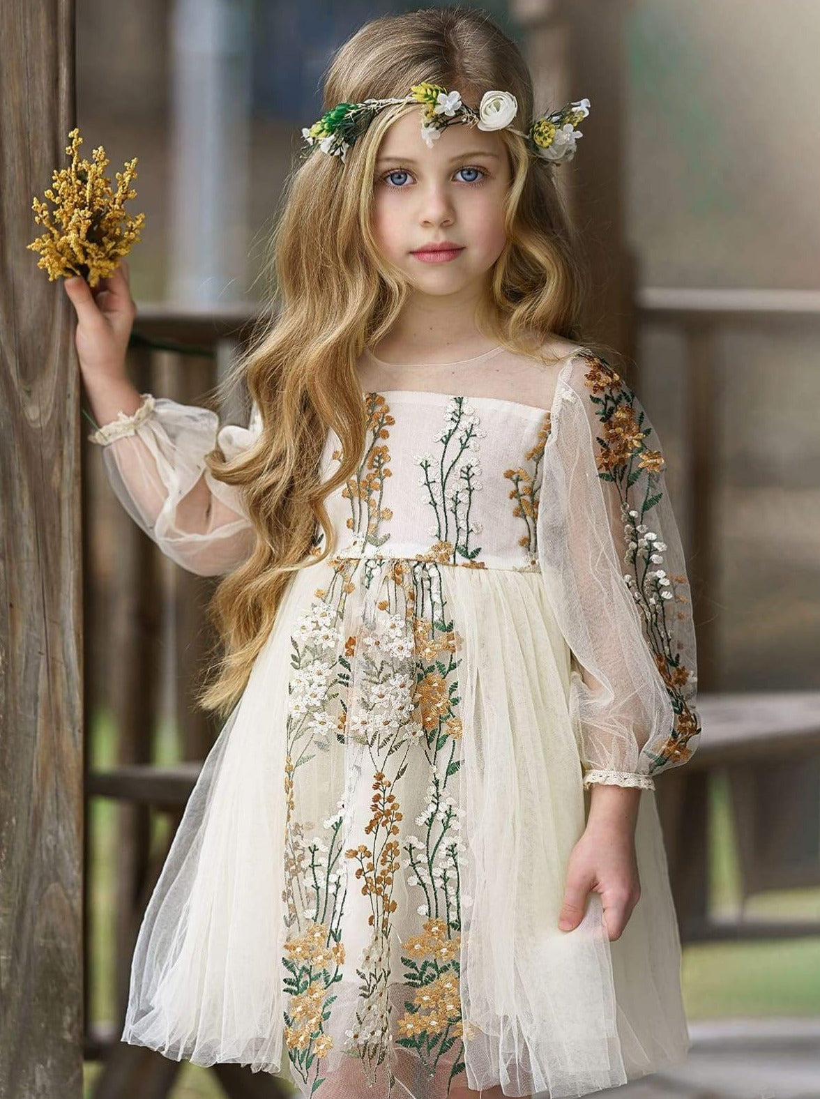 Little Girls Flower Embroidered Lace Dress  Toddler Spring Dresses – Mia  Belle Girls