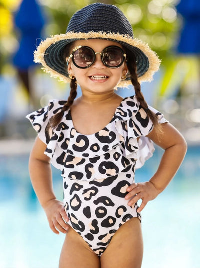 Kids Swimsuits  Little Girls One Shoulder Ruffle One-Piece