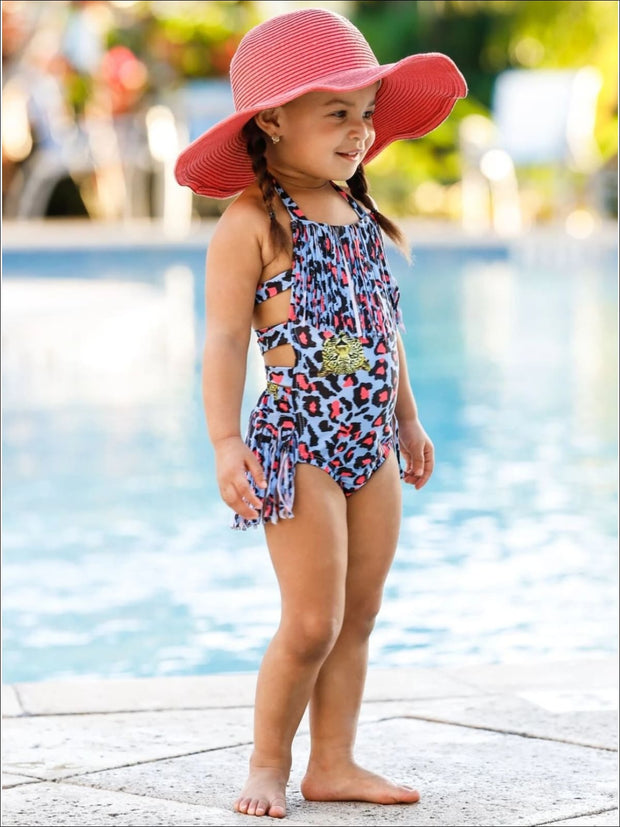 girls leopard swimsuit