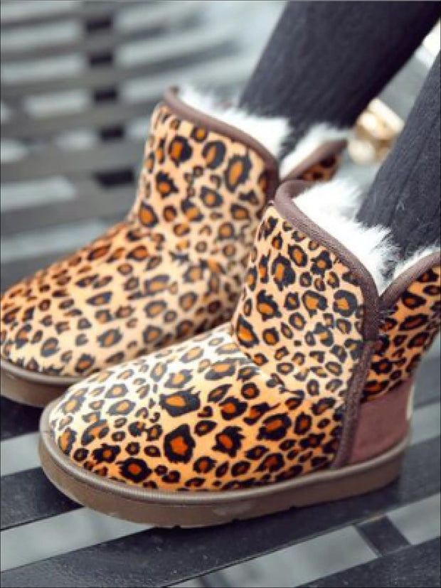 leopard print girls boots