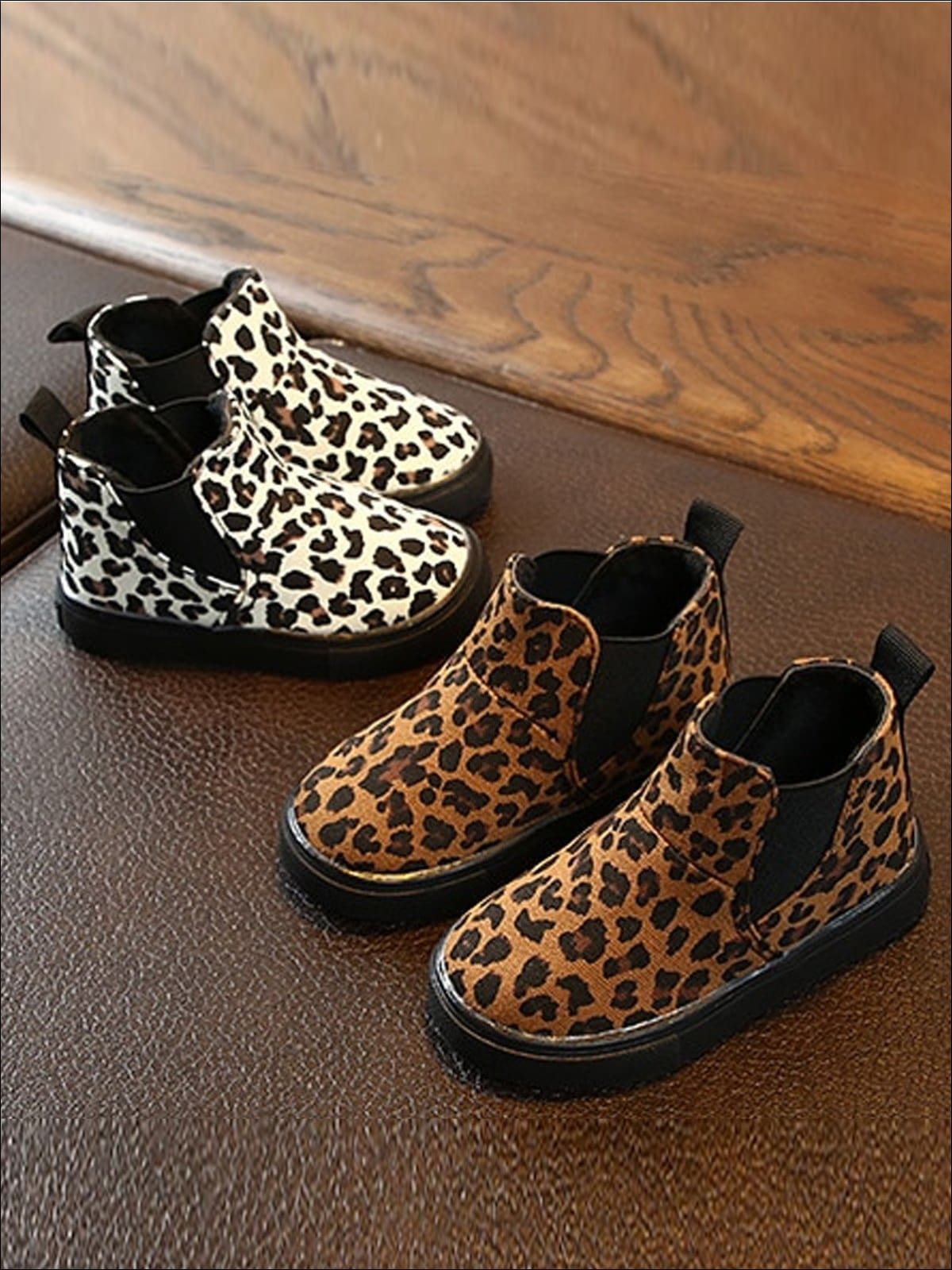 leopard baby booties