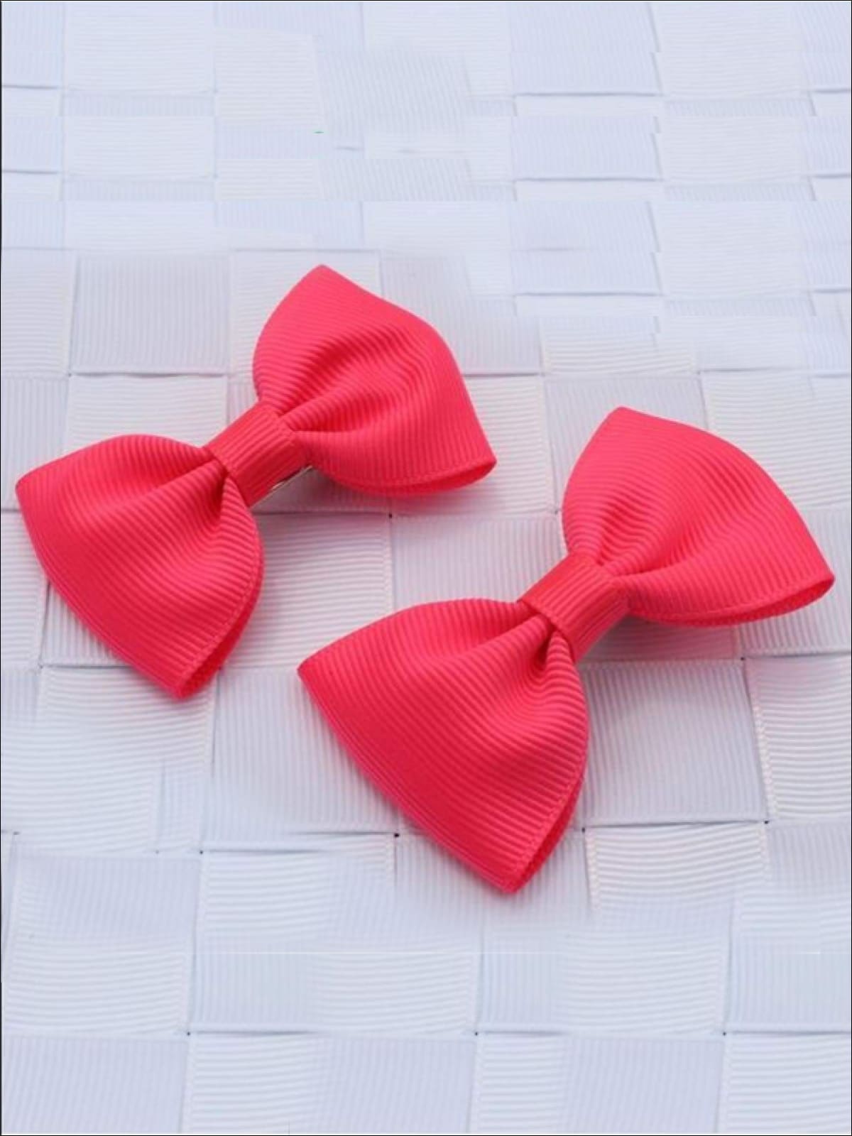 Girls Mini Bow Tie Hair Clips ( Multiple Color Options) - passion fruit - Hair Accessories