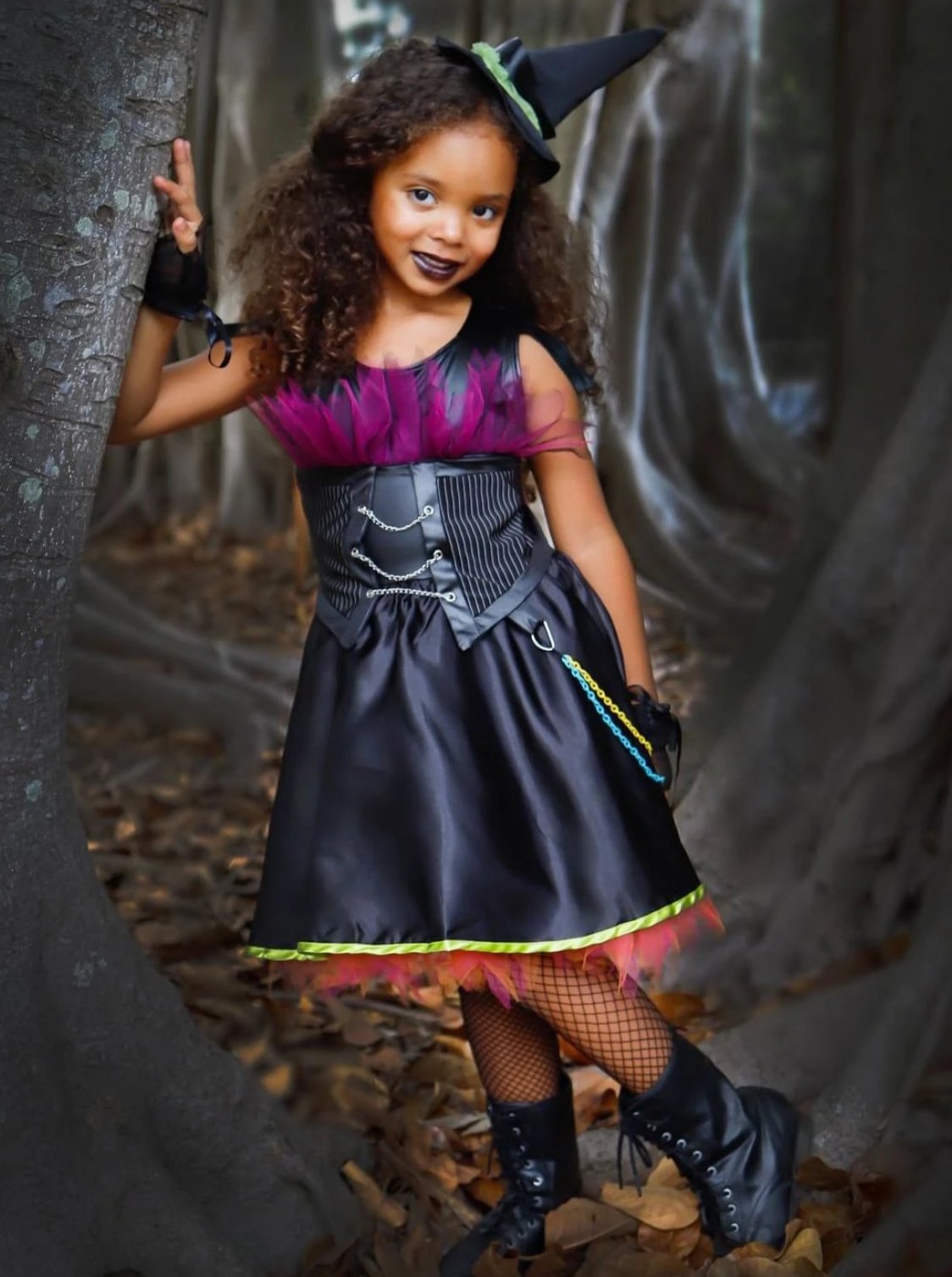 Kids Halloween Costumes | Girls Modern Punk Rock Witch Costume – Mia Belle  Girls