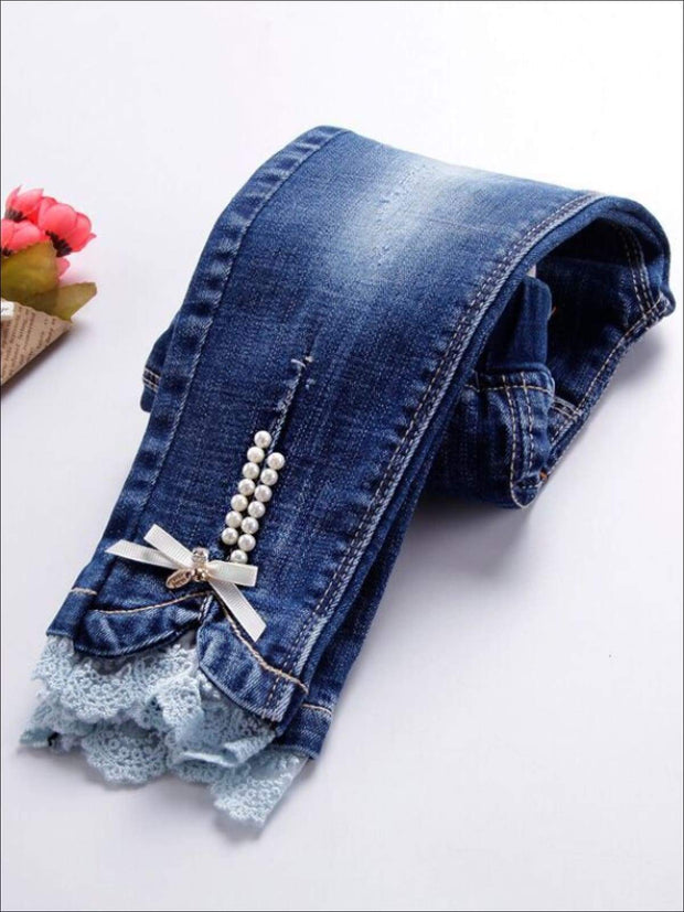 jeans with pearls on bottom