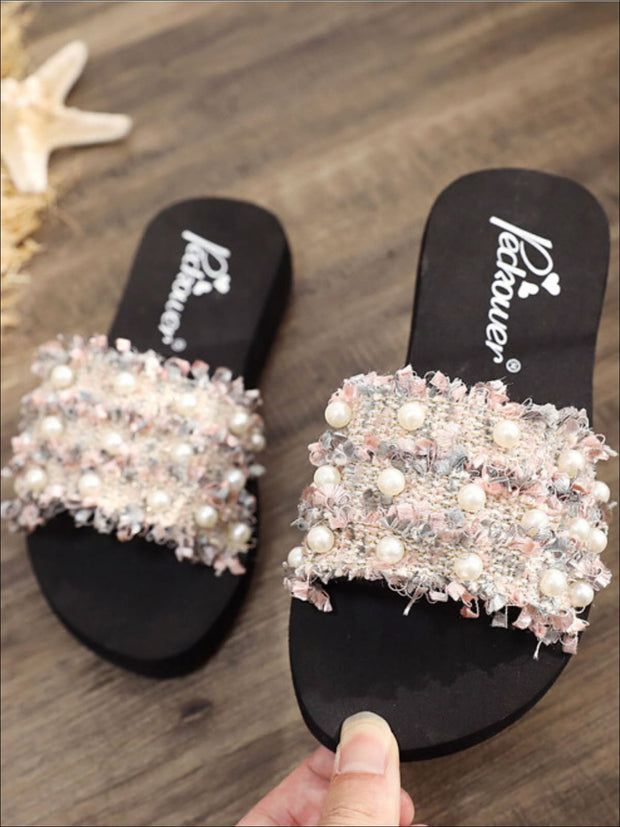 Rhinestone Embellished Flip Flops 