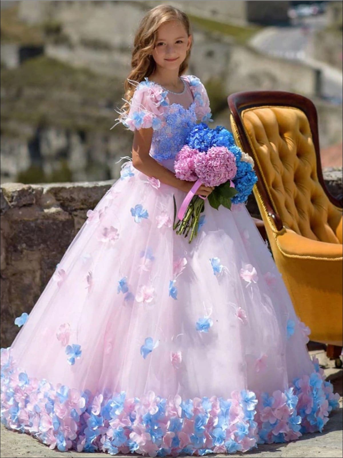 pink flower girl dresses