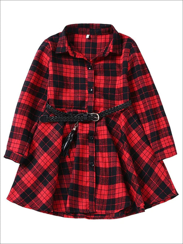 Girls Plaid Button Up A-Line Dress – Mia Belle Girls