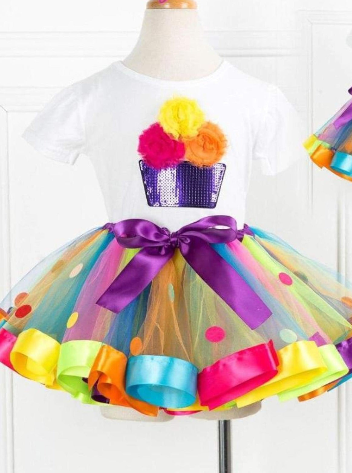 girls rainbow cupcake t shirt polka dot tutu skirt set cupcake t shirt rainbow cupcakes skirt set