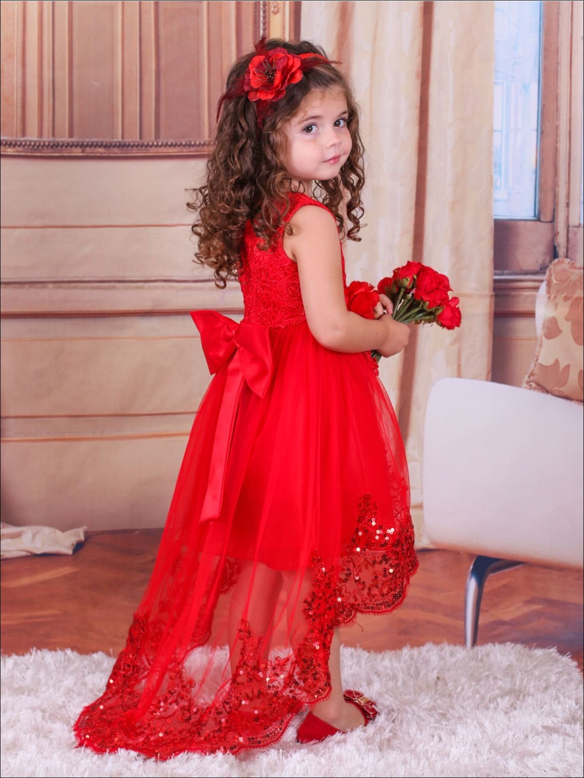 baby red party dress