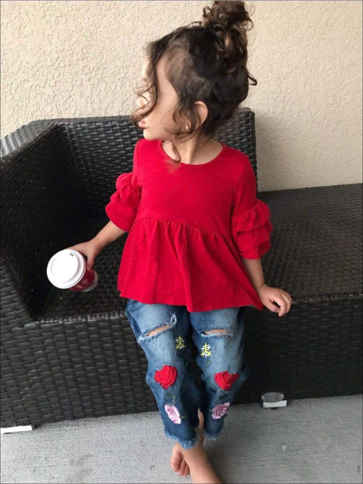 CUTE TODDLER GIRL JEANS AND MATCHING TOP SETS