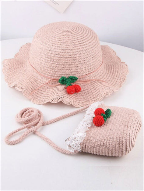 Girls Retro Straw Hat and Matching Mini Purse With Cherries – Mia Belle ...