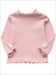 Girls Ribbed Knit Sweater With Glitter Bunny Applique - Pink / 5Y - Girls Sweater