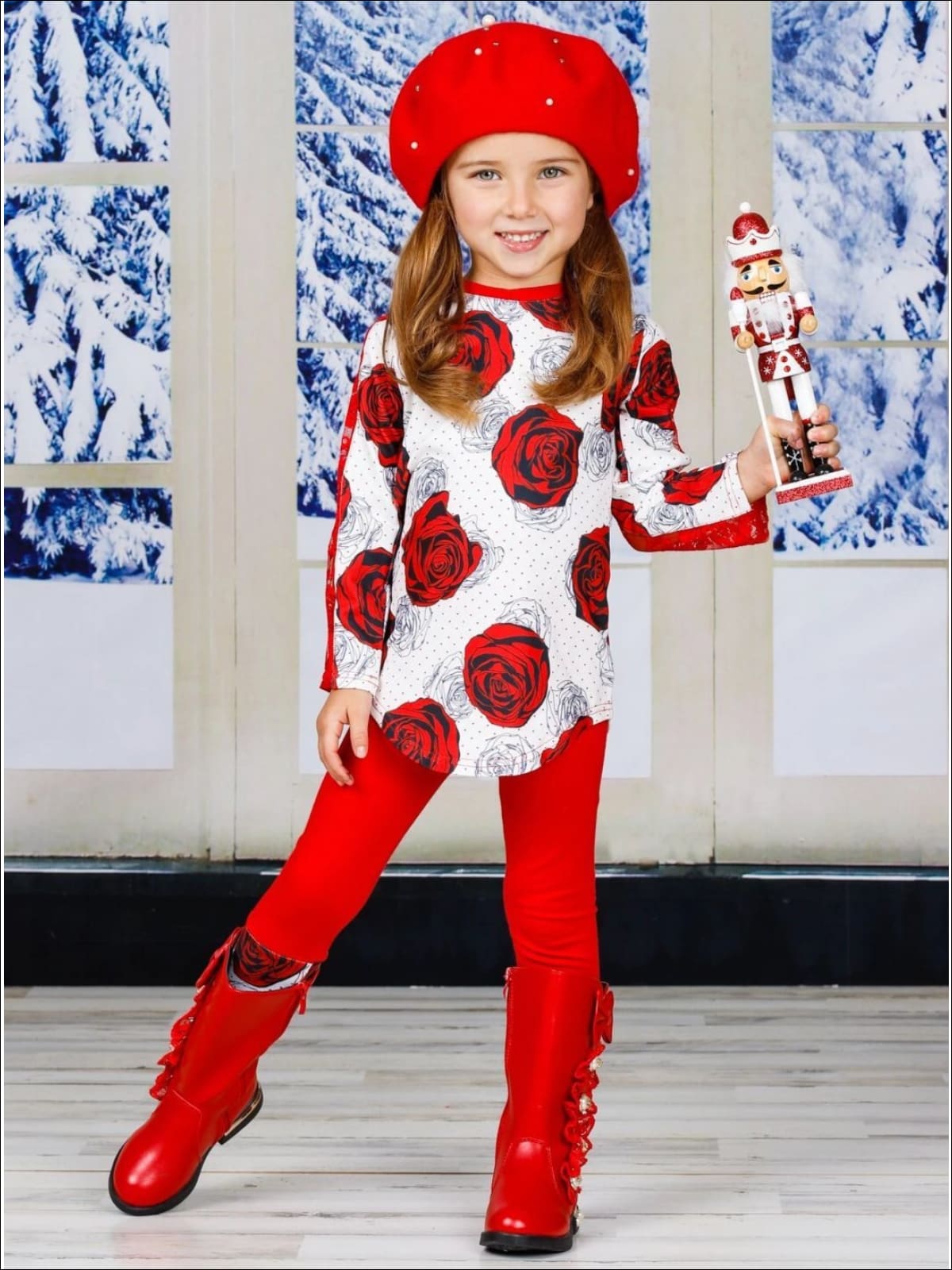 Cute Winter Sets  Girls Christmas Gift Tunic And Printed Legging