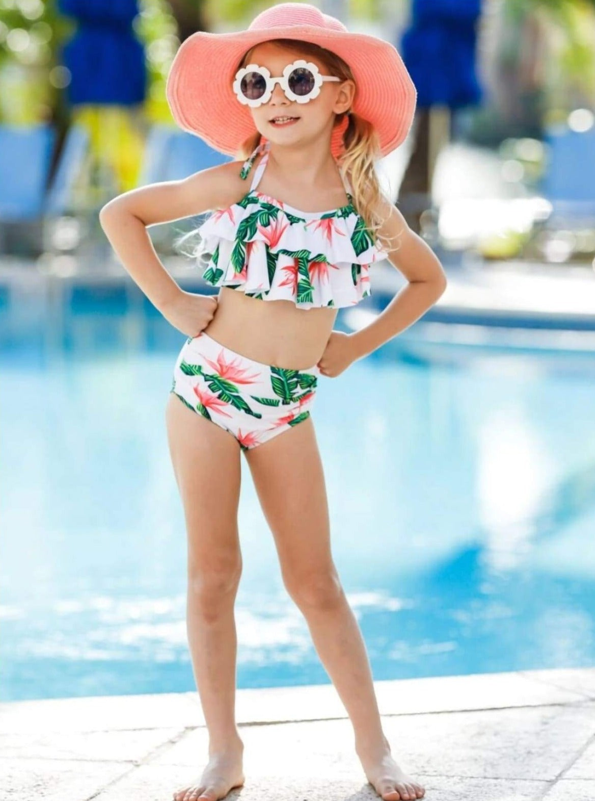 Little Girls Swimwear  Halter Medallion High Waist Two Piece Swimsuit –  Mia Belle Girls