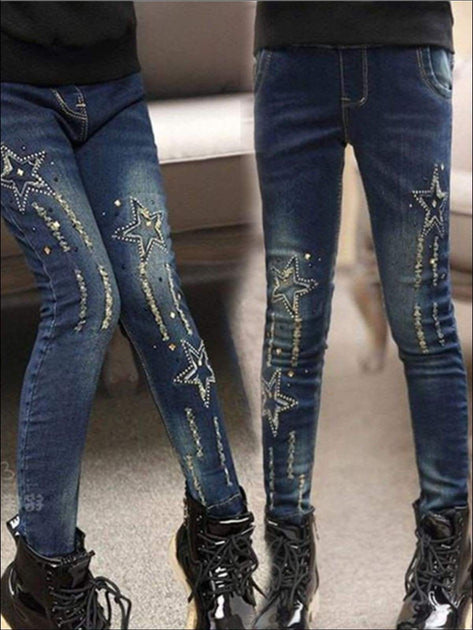 Girls Skinny Star Applique Jeans – Mia Belle Girls
