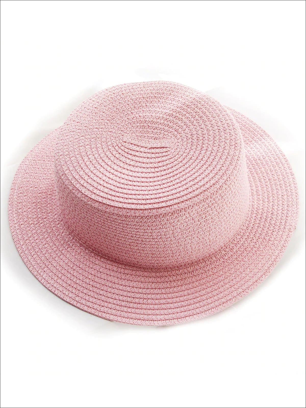 Girls Solid Color Straw Sun Hat Pink / Kids