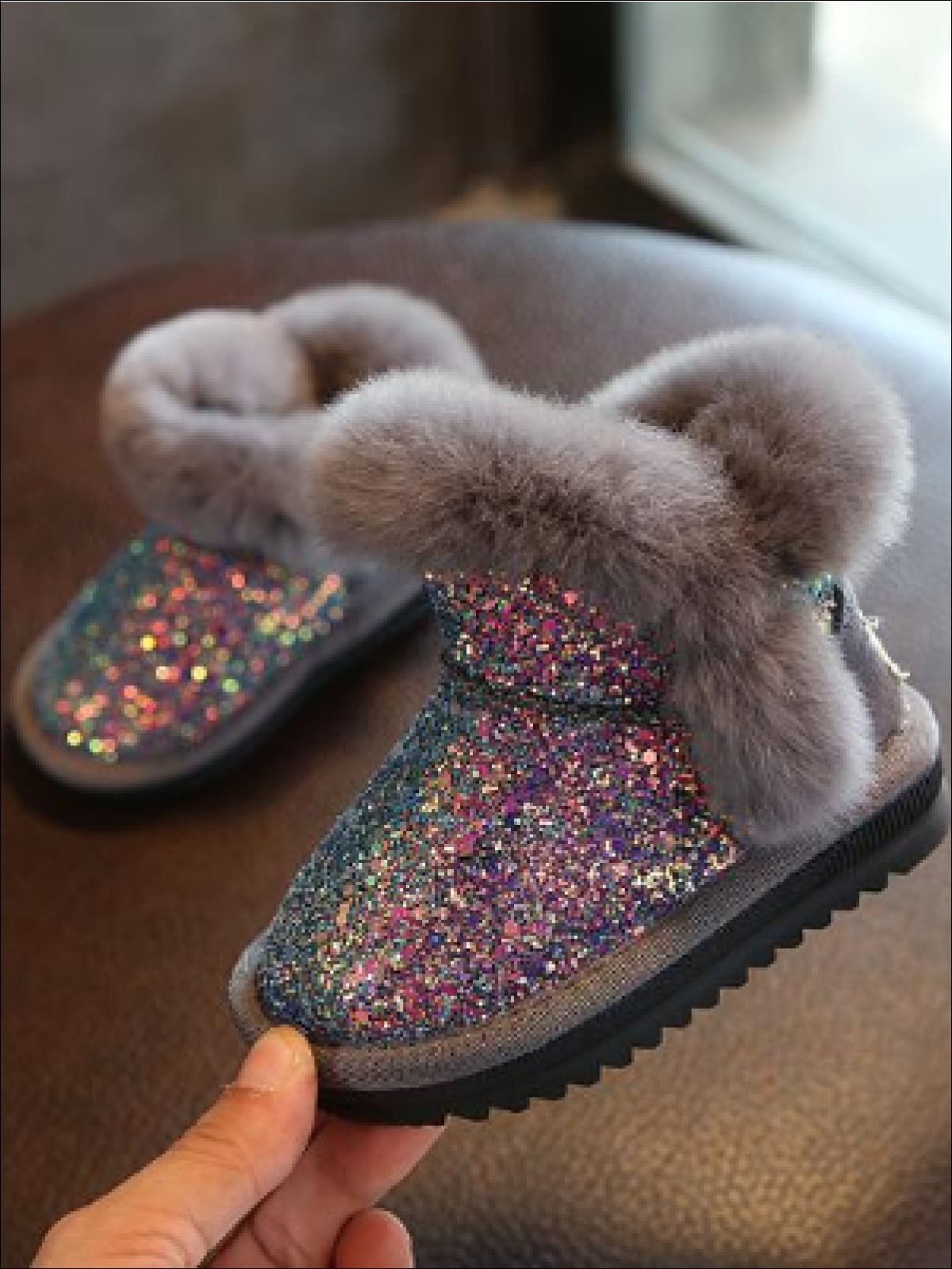 Girls Sparkle Furry Ankle Boots – Mia 