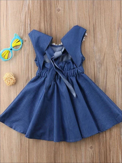 Girls Spring Dresses | Flower Lace Embroidered Chambray Ruffle Dress ...