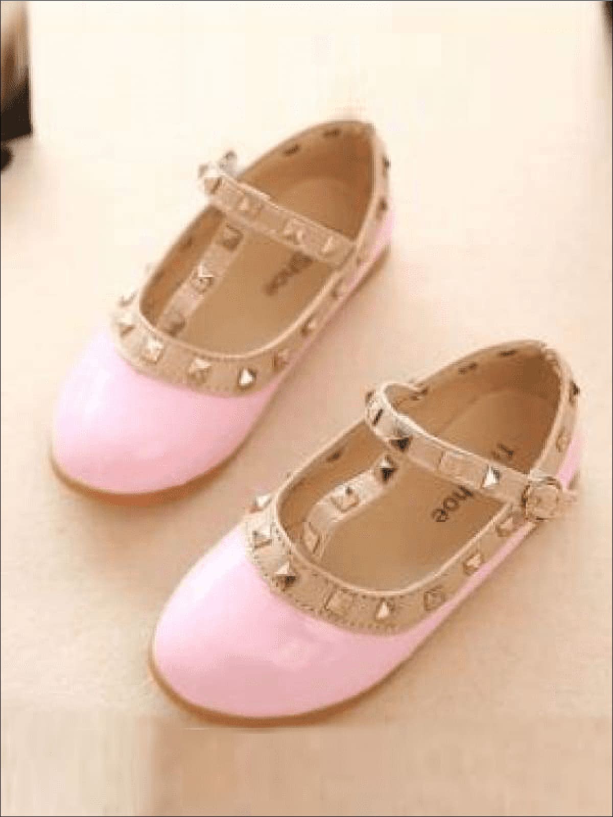 pink studded flats