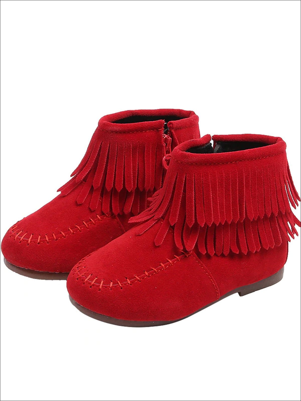 girls red fringe boots