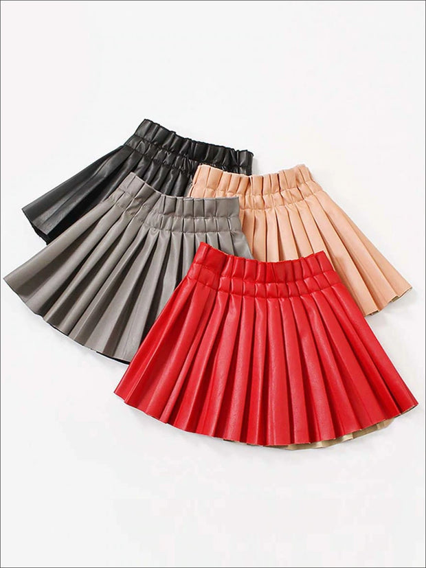 Girls Synthetic Leather Pleated Skirt – Mia Belle Girls