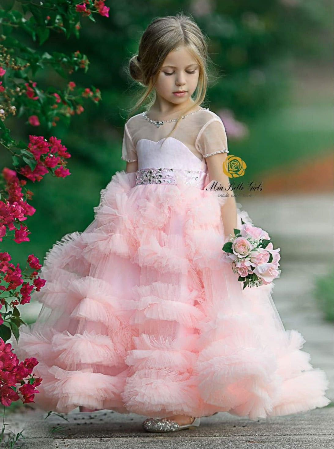 Mia Belle Overseas Fulfillment Little Girls Off Shoulder Ball Gown