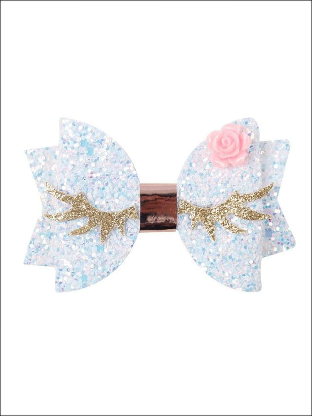 Girls Unicorn Glitter Eyelash Hair Bow – Mia Belle Girls