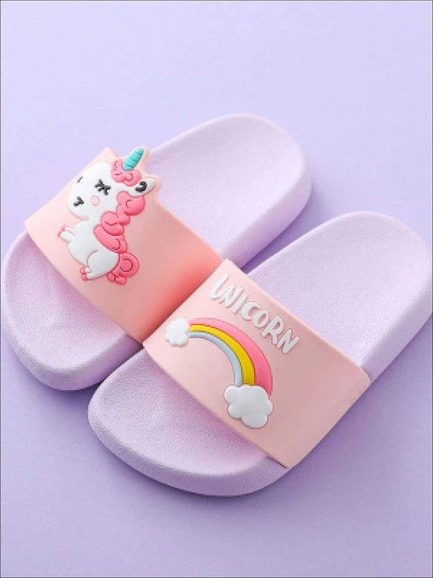 girls unicorn flip flops