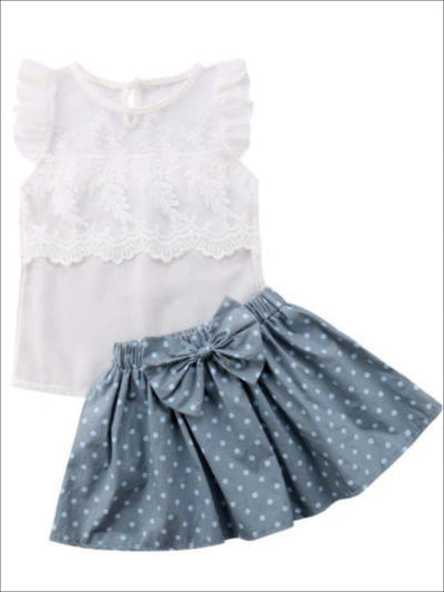 Girls White Lace Top & Polka Dot Skirt Set – Mia Belle Girls