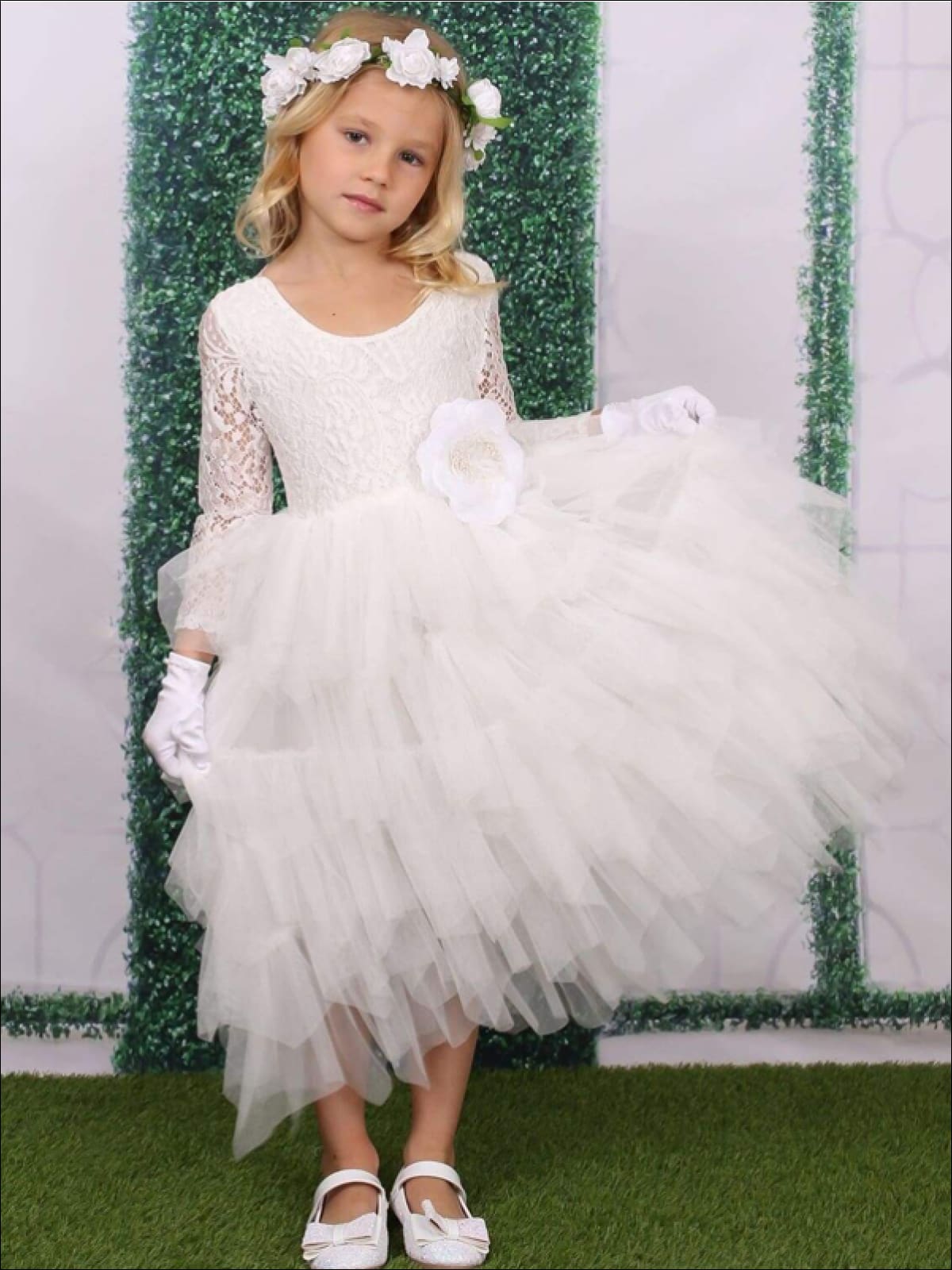 Toddler Girls Summer Dresses  White Ruffled Dress - Mia Belle Girls