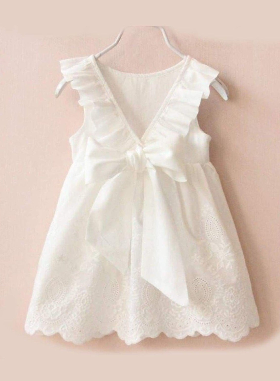 Toddler Girls Summer Dresses | White Ruffled Dress - Mia Belle Girls