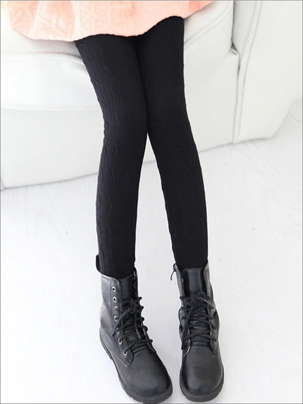girls black fleece lined leggings