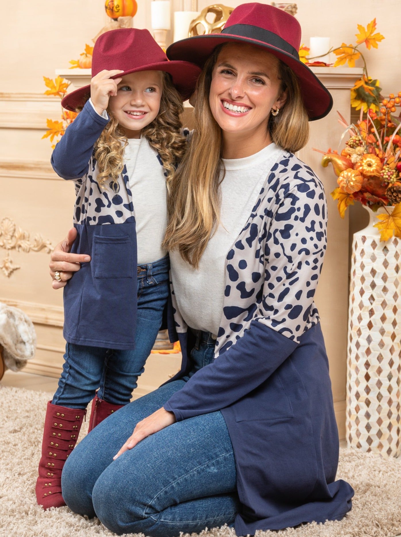 Image of Mommy & Me Oversized Leopard Color Block Cardigans