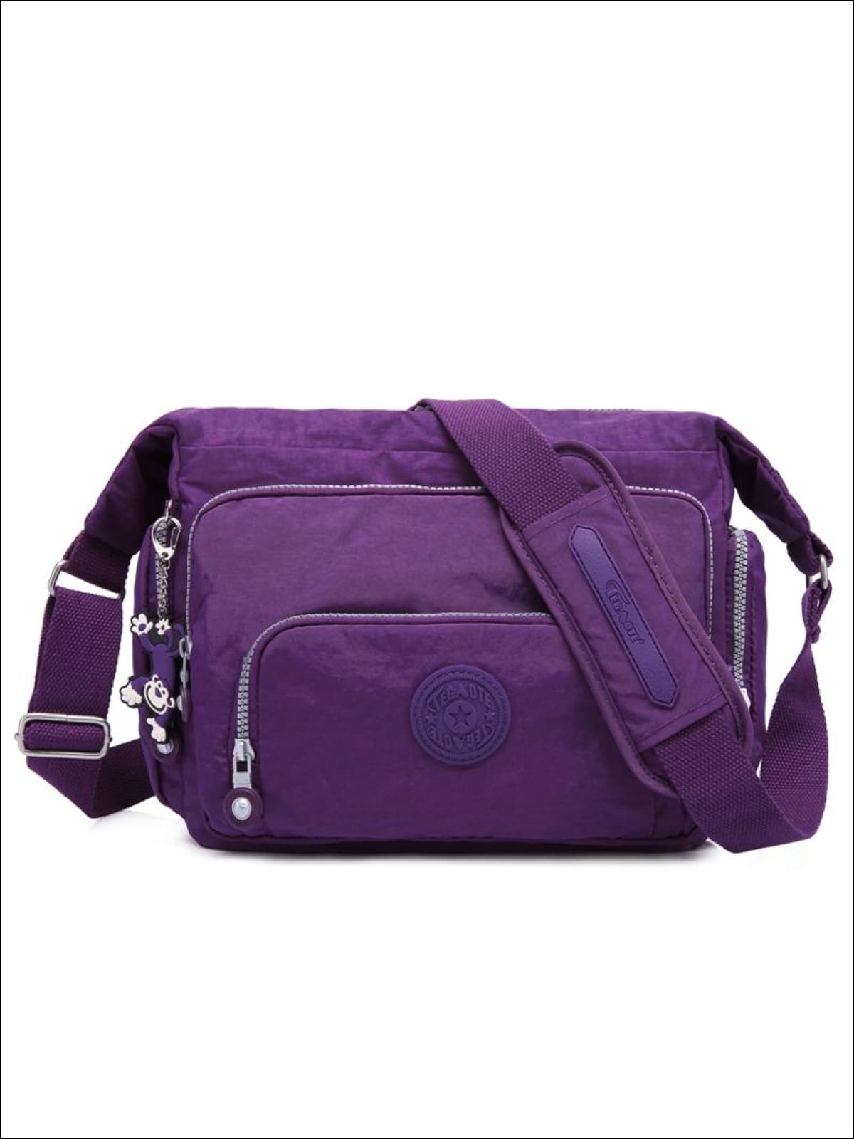 Justice Girl's Messenger Shoulder Bag Initial T Animal Print Blue Purple  School