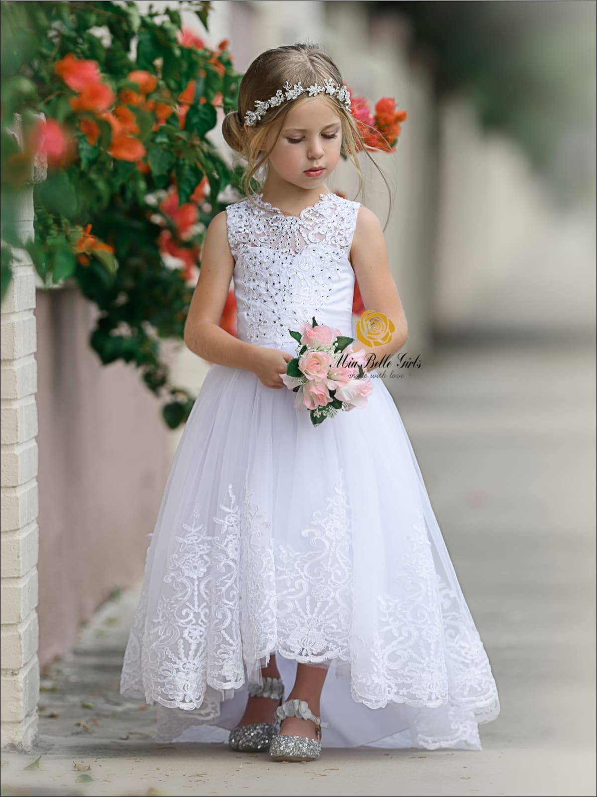 White Lace Flower Girl Dress