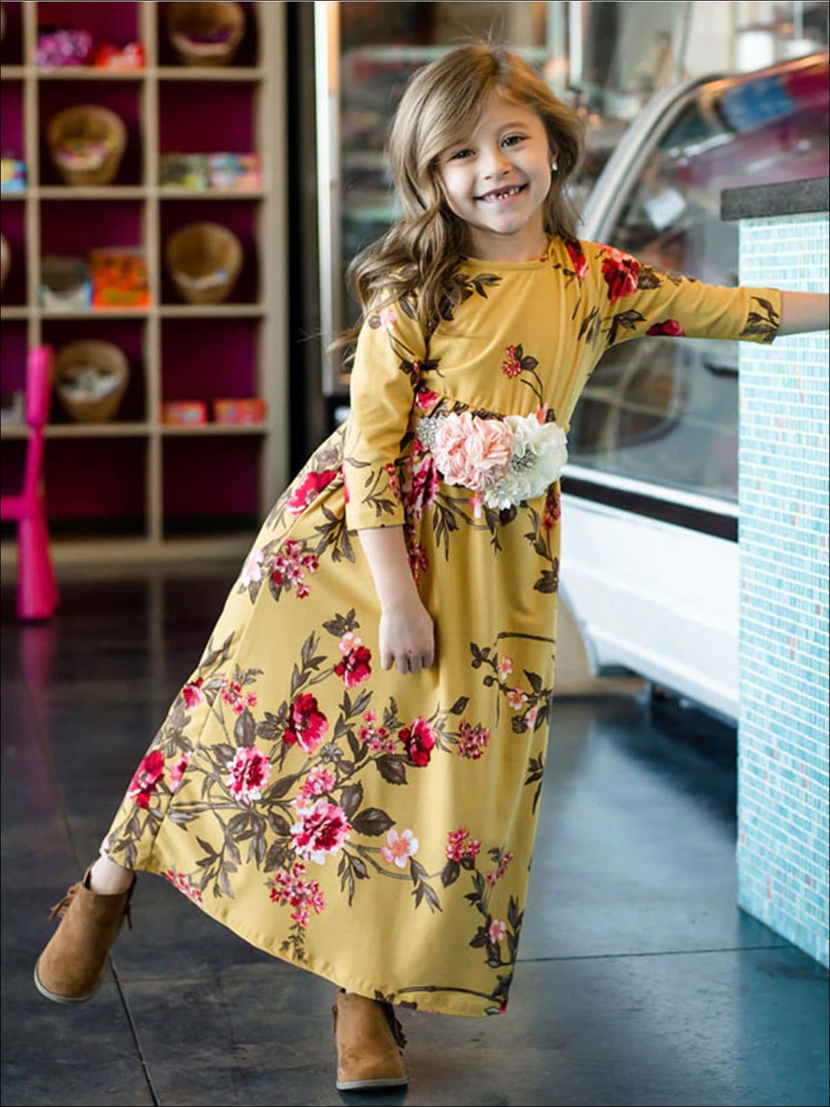 Mommy & Me Fall Floral Long Sleeve Maxi Dress – Mia Belle Girls