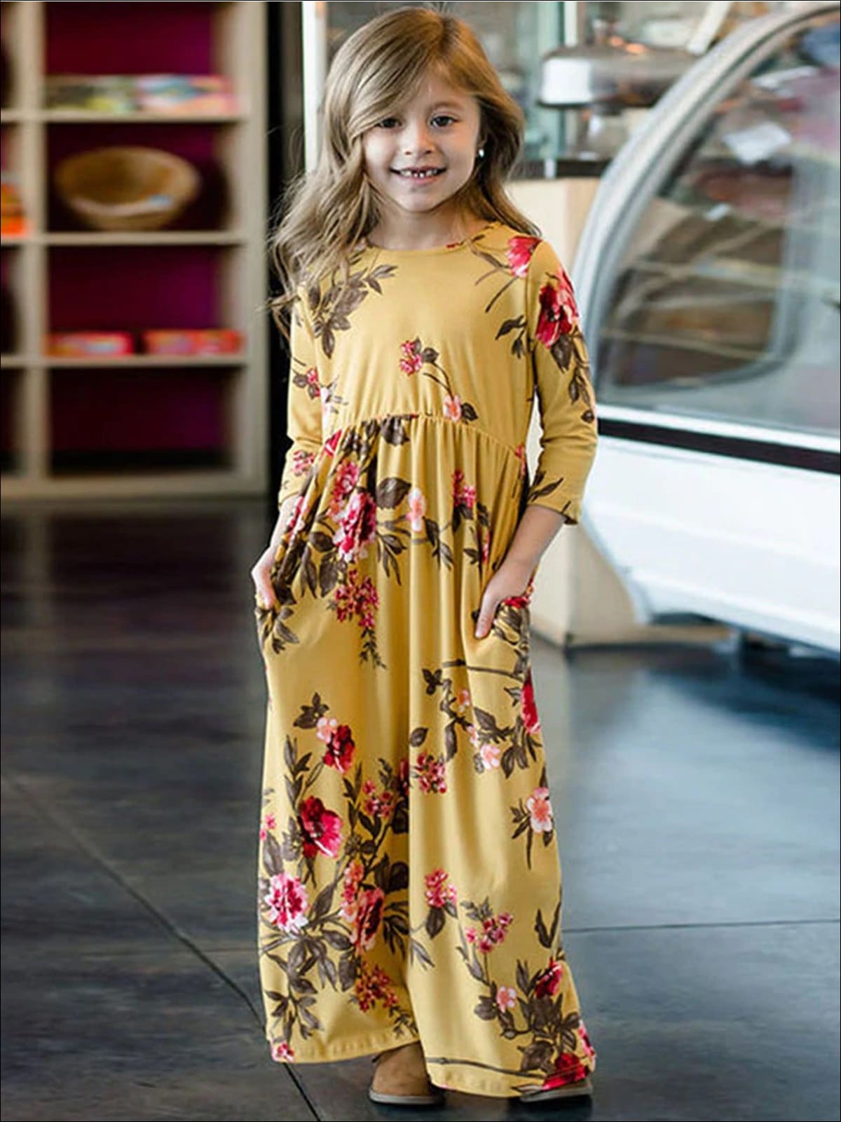 Mommy & Me Fall Floral Long Sleeve Maxi Dress – Mia Belle Girls