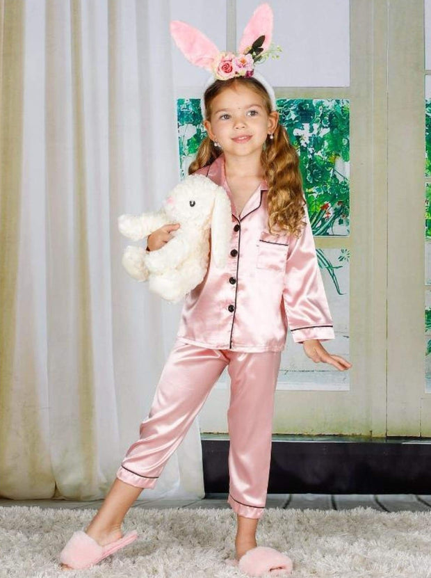 Mia Belle Girls Mommy & Me Silky Long Sleeve Pajamas