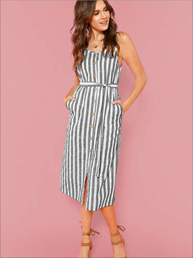 black striped midi dress