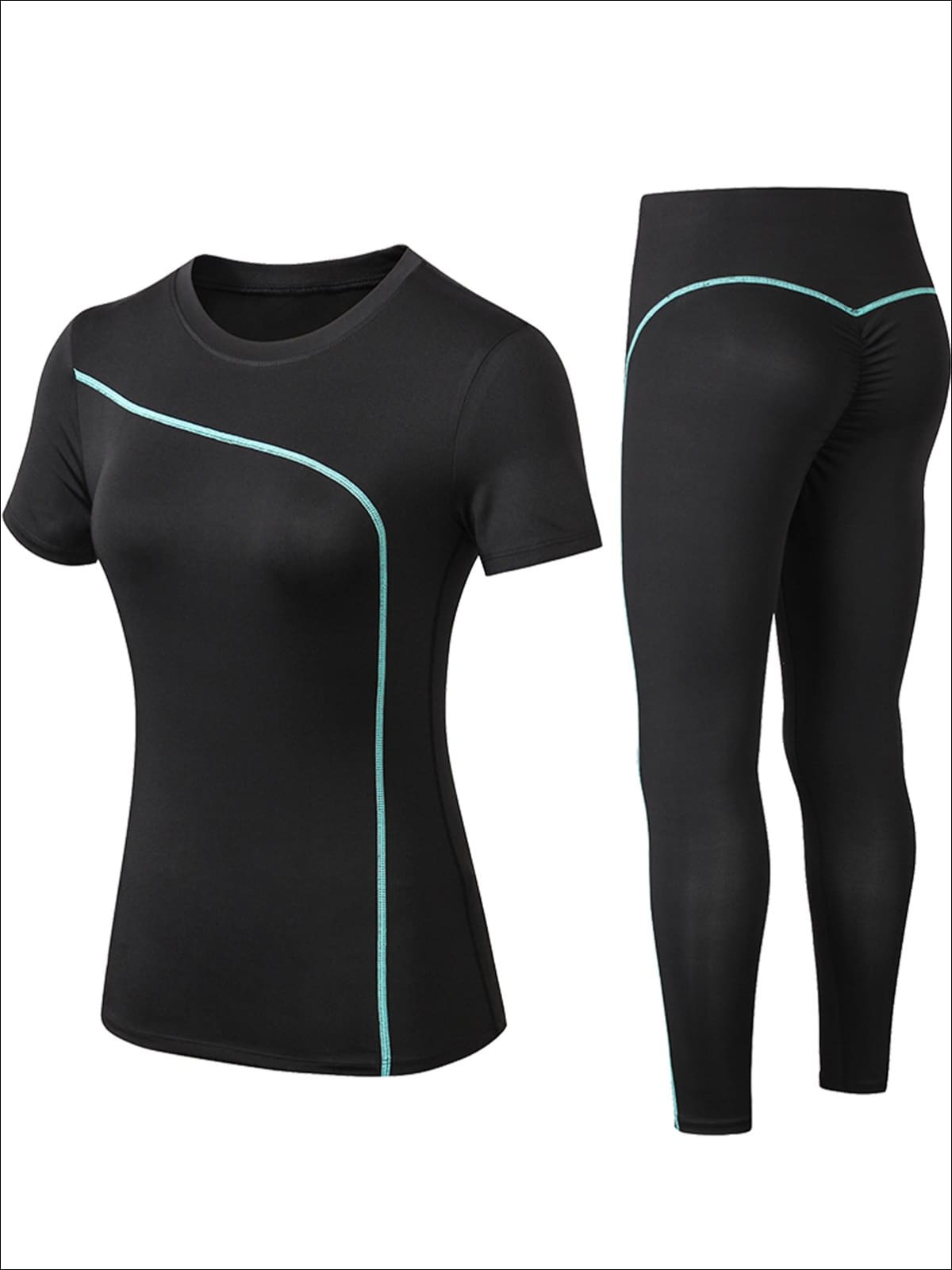 Women's Training Essential Leggings in Black/hot Mint Ombre