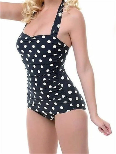 Women's Retro Black Push Up One Piece Swimsuit - Mia Belle Girls