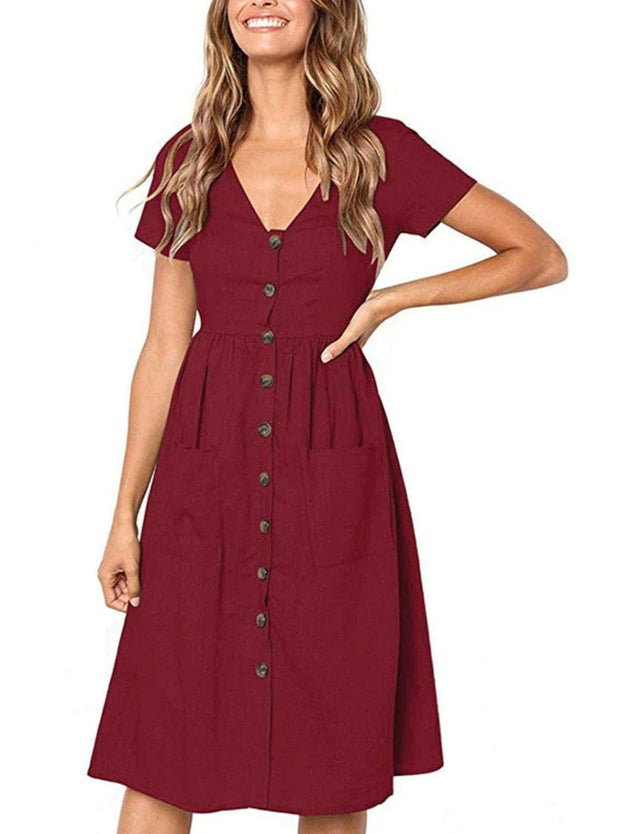 button down front dress