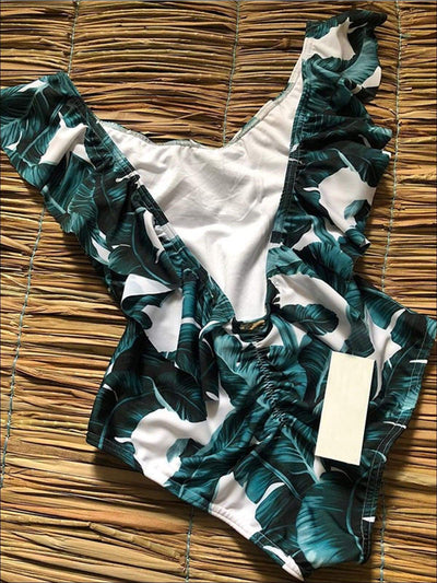 Women’s Classic Backless Ruffled Monokini Swimsuit - Mia Belle Girls