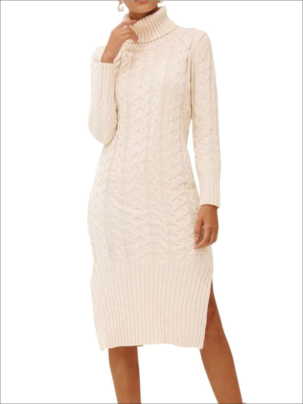 white turtle neck jumper dress