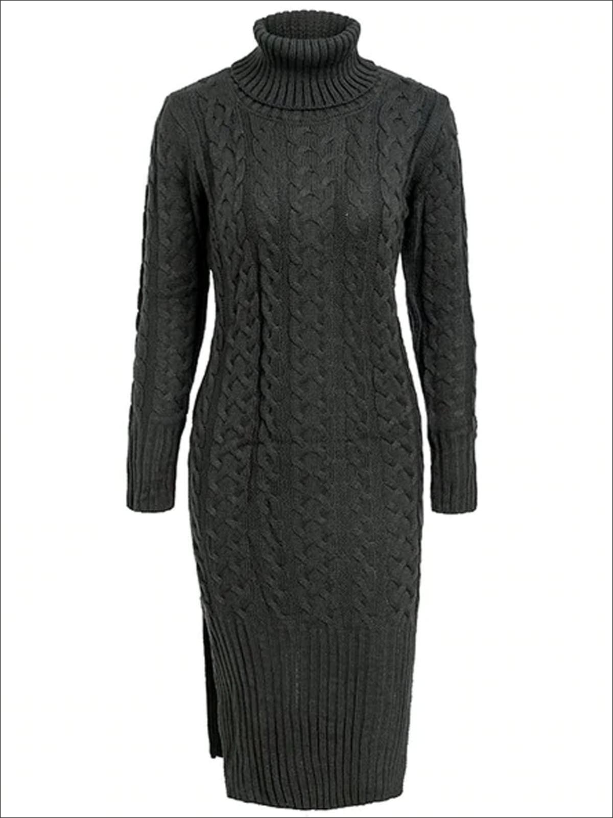 Cable knit dress dark grey mélange – Totême