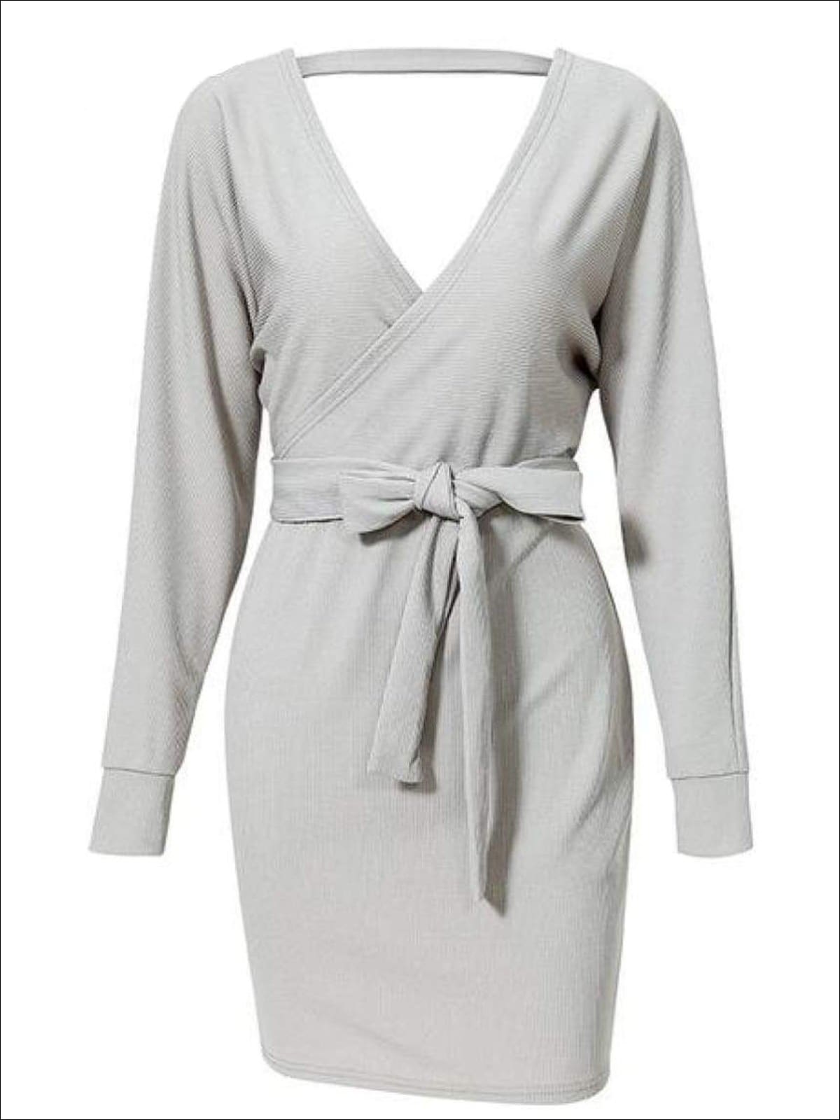 white wrap sweater dress